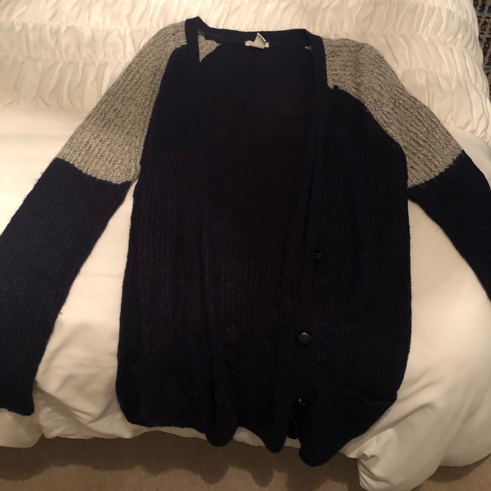 Forever 21 Navy and Grey Sweater Cardigan